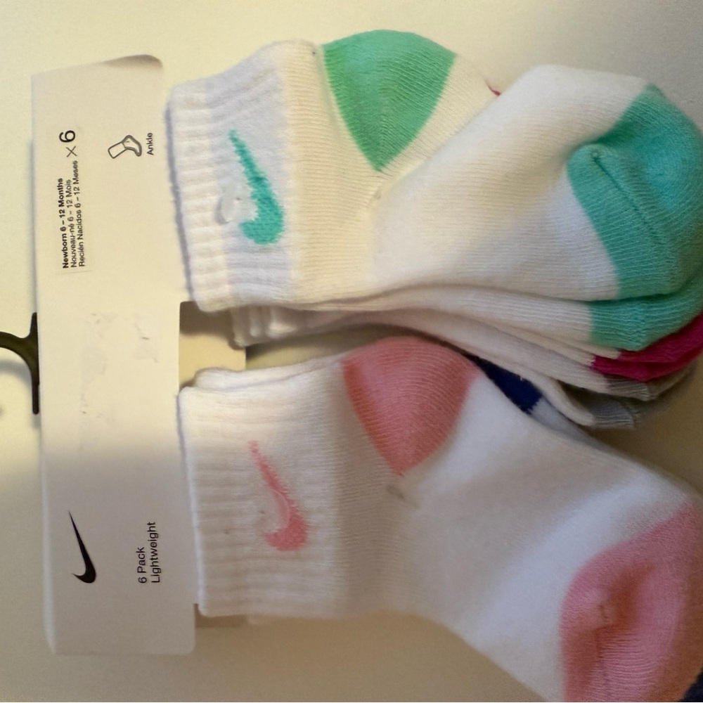 Nike White Ankle Socks with Pink and Gray Accents